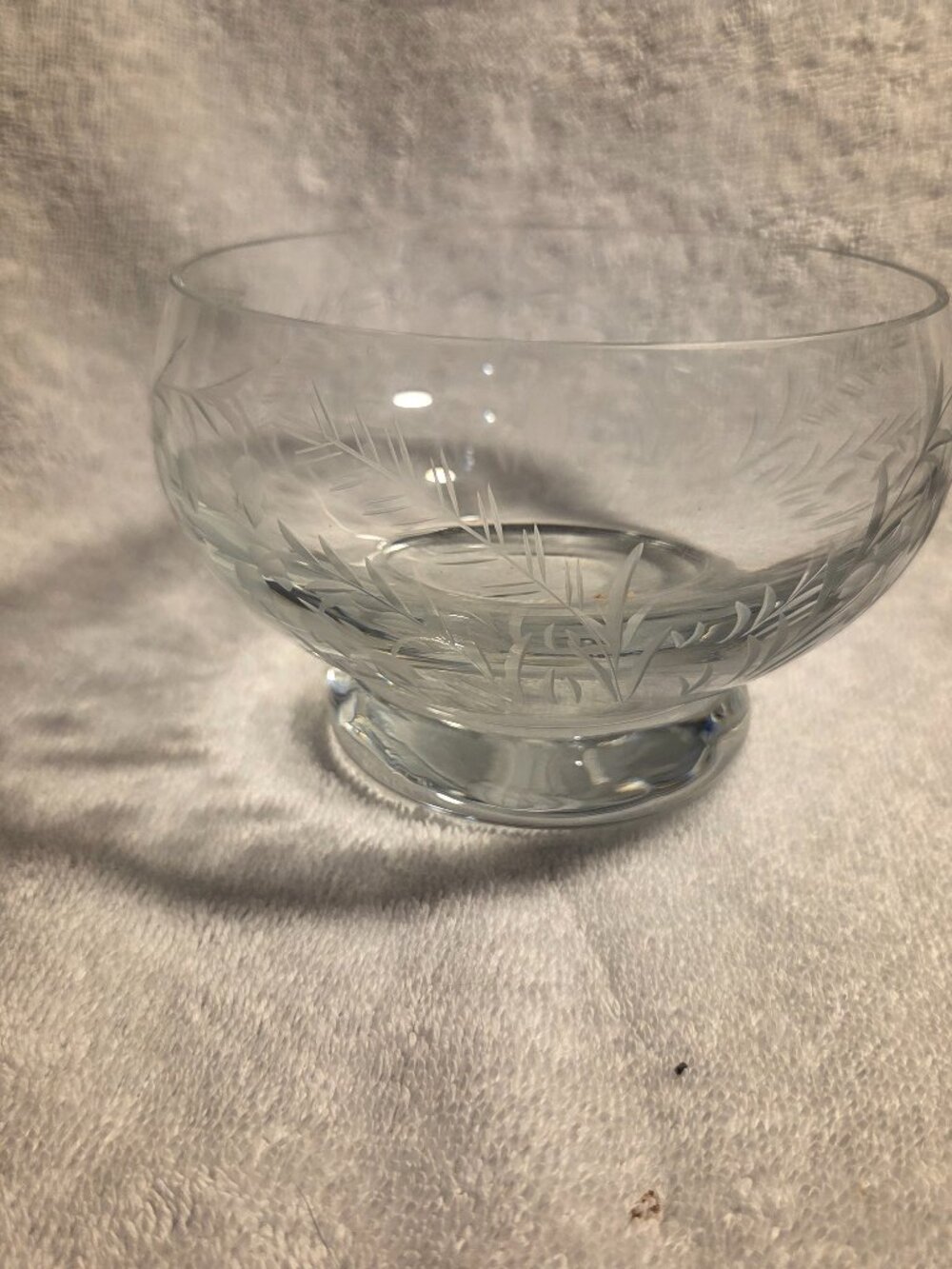 Krosno Etched Glass Bowl 6" Snowbells Floral Polish Art Glass MCM